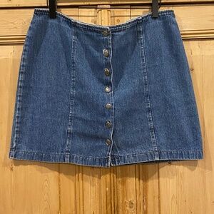 Vintage 90s Vintage Blue Denim Jean Skirt Button Down Size 13 U.S.A.